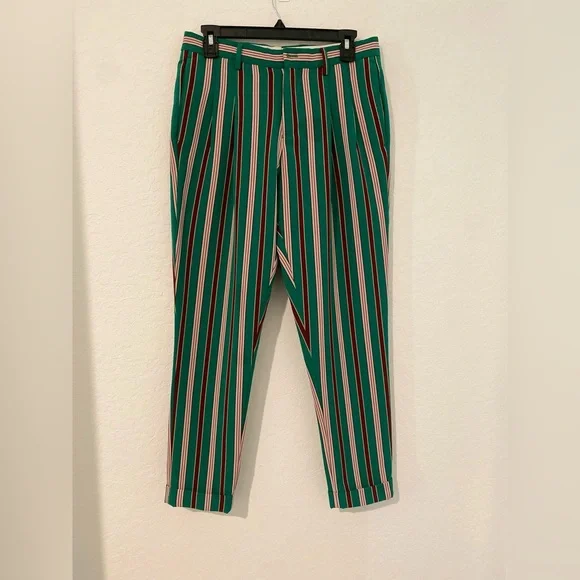 Scotch & Soda Men's Green and Red Striped Chinos